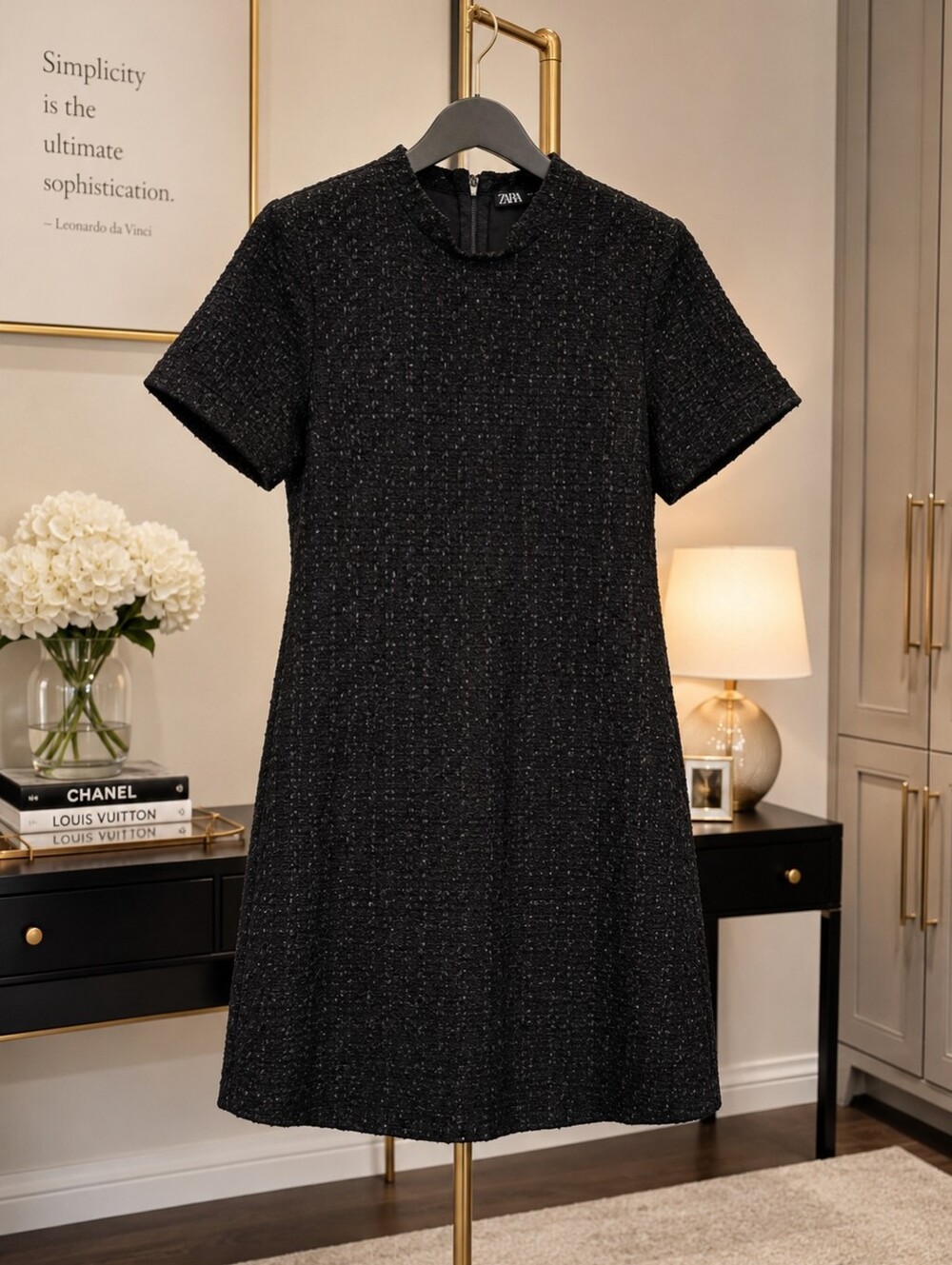 Zara Black Textured Mini Dress
